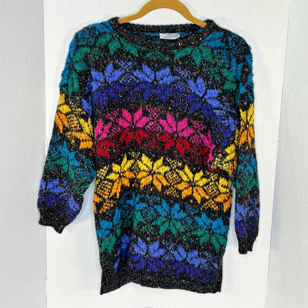 Multicolor Floral Pattern Sweater size L